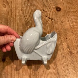 Haeger Pottery Vintage Stork and Cradle vase.  Blue.  Measures 7 x 5 x 3.